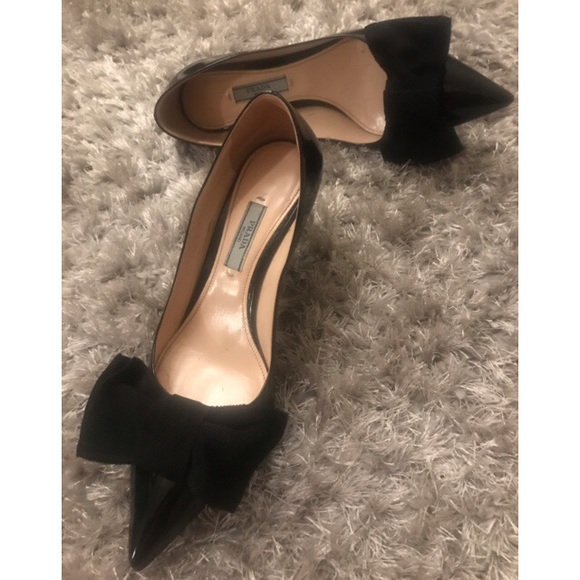 Prada black pump shoes, leather with a bow - Picture 4 of 4